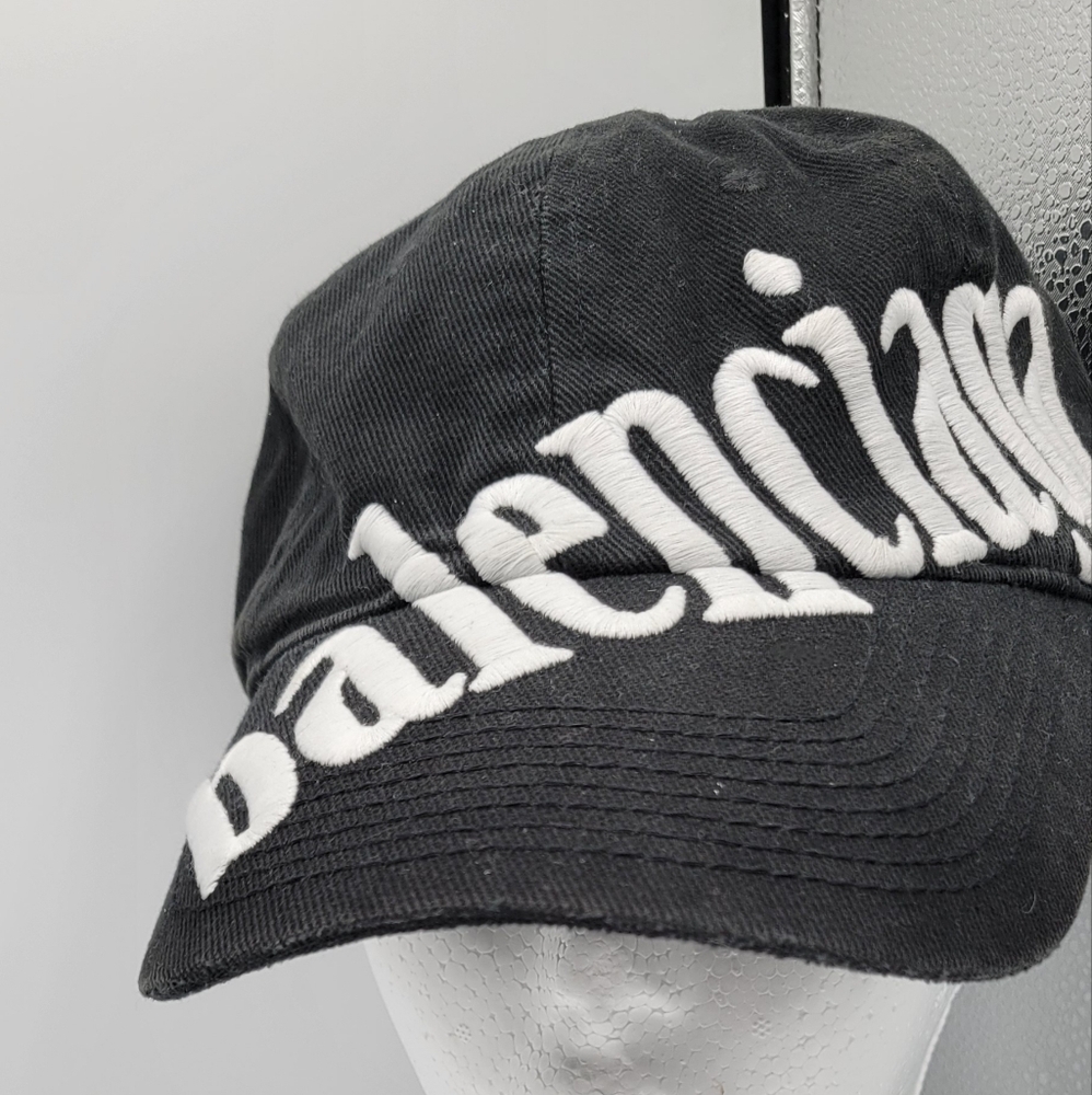 Balenciaga Black Baseball Cap with White Embroidered Logo
